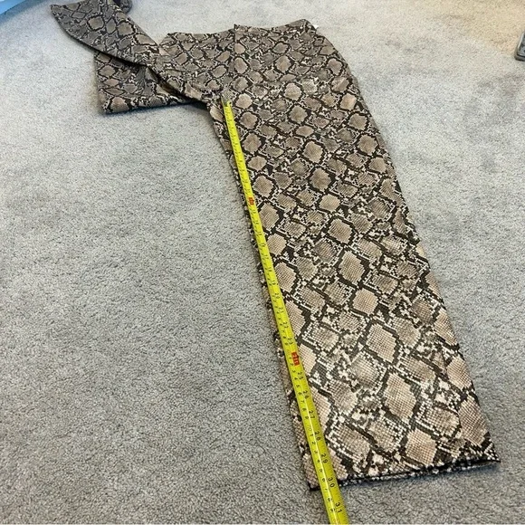 Zara Snake Print Faux Leather Pants Sand Brown High Waist Sz S